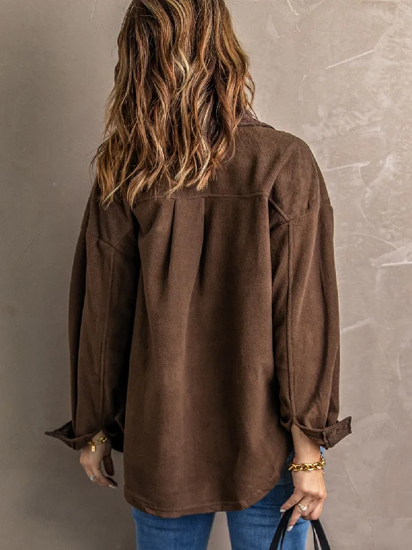 Casual Brown Fleece Jacket