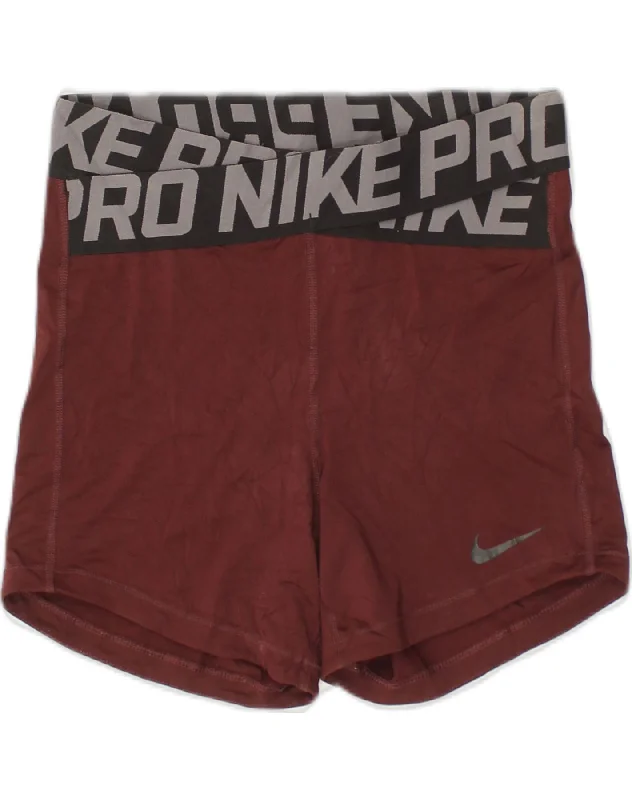 NIKE Womens Sport Shorts UK 12 Medium Maroon Polyester