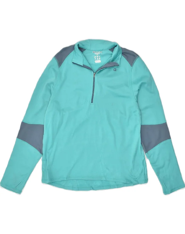 CHAMPION Womens Zip Neck Pullover Tracksuit Top UK 18 XL Turquoise