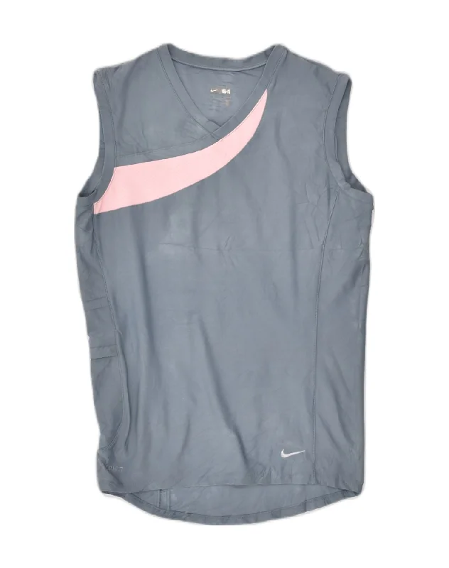 NIKE Womens Vest Top US 8/10 Medium Grey Polyester