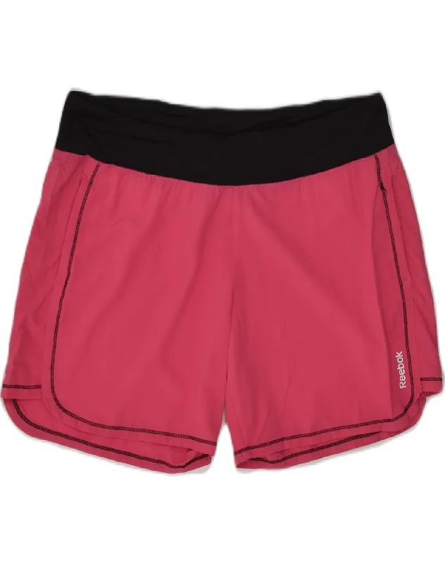 REEBOK Womens Sport Shorts UK 14 Large Pink Polyester