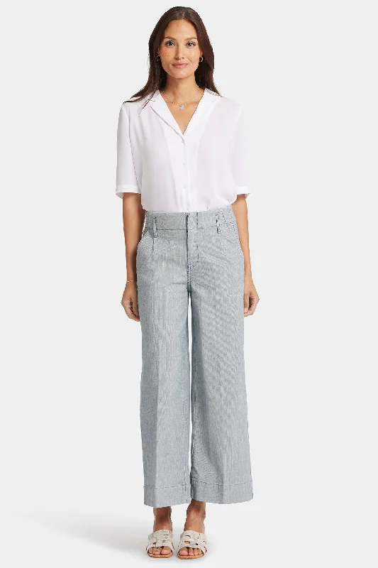 Mona Wide Leg Trouser Ankle Jeans - Canyon River Stripe