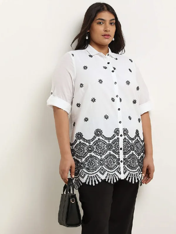 Gia White Embroidered Cotton Shirt