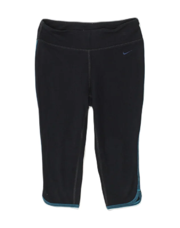 NIKE Womens Dri Fit Capri Tracksuit Trousers UK 4/6 XS Navy Blue