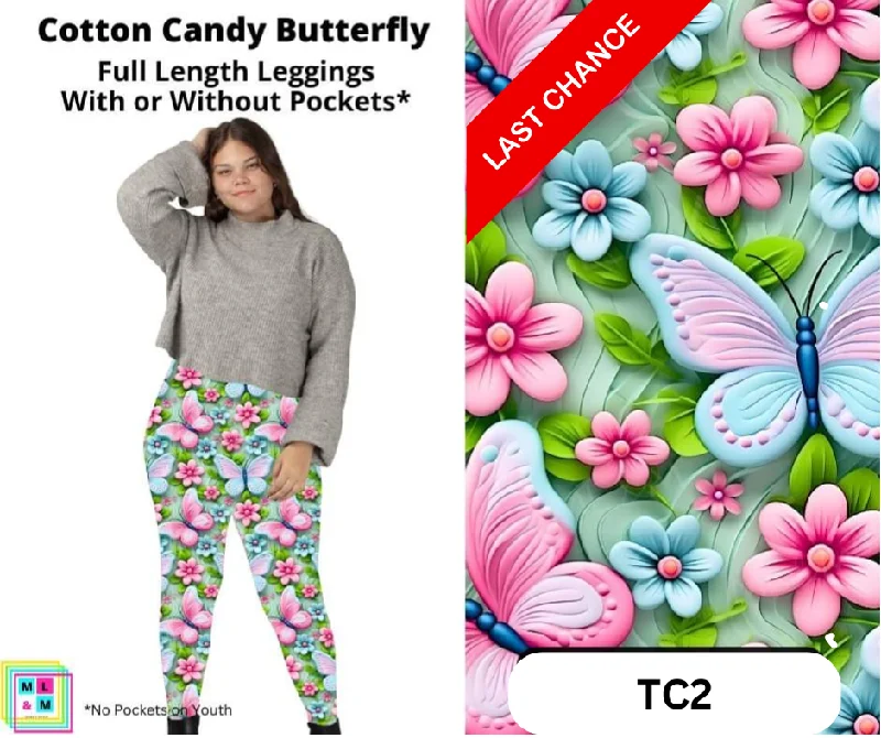 Cotton Candy Butterfly Full Length Leggings w/ Pockets