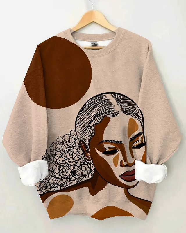 Elegant Girl Illustration Crewneck Sweatshirt