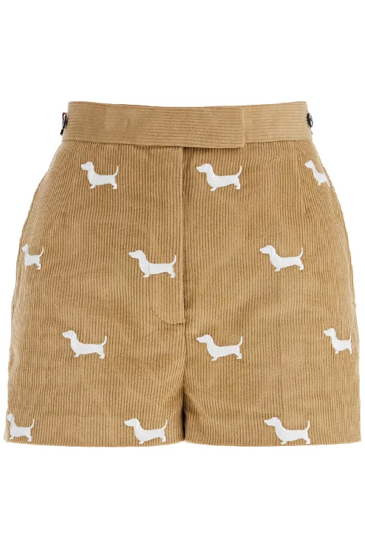 Thom e Women's  Corduroy Shorts With  Dog Pattern