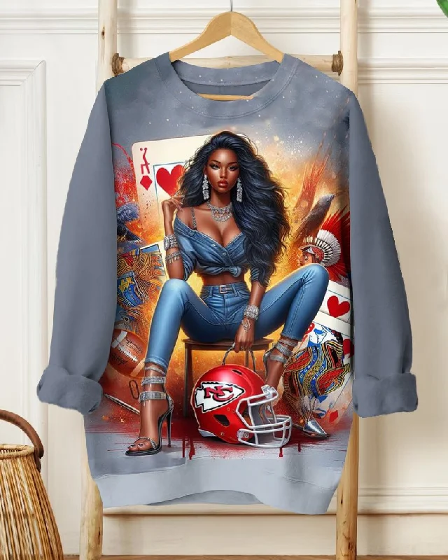 Football Card Girl Long Sleeve Sweatshirt