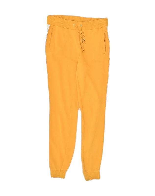 GUESS Womens Graphic Tracksuit Trousers Joggers UK 10 Small Yellow Cotton