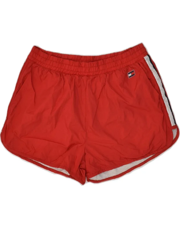 TOMMY HILFIGER Womens Sport Shorts UK 16 Large Red Nylon