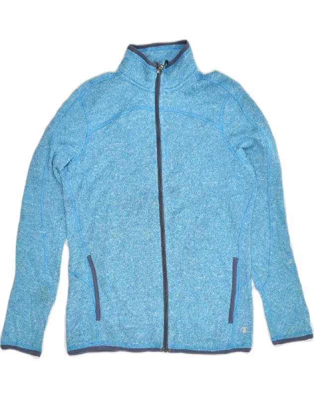 CHAMPION Womens Tracksuit Top Jacket UK 14 Medium Blue Flecked Polyester