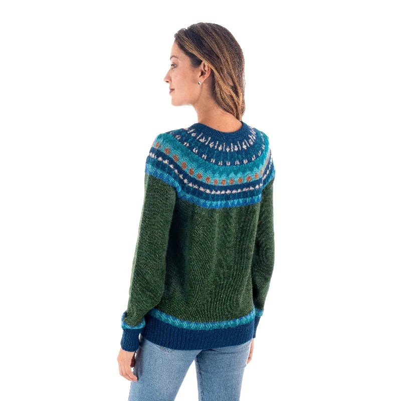 Novica Handmade Andean Forest Cardigan Sweater