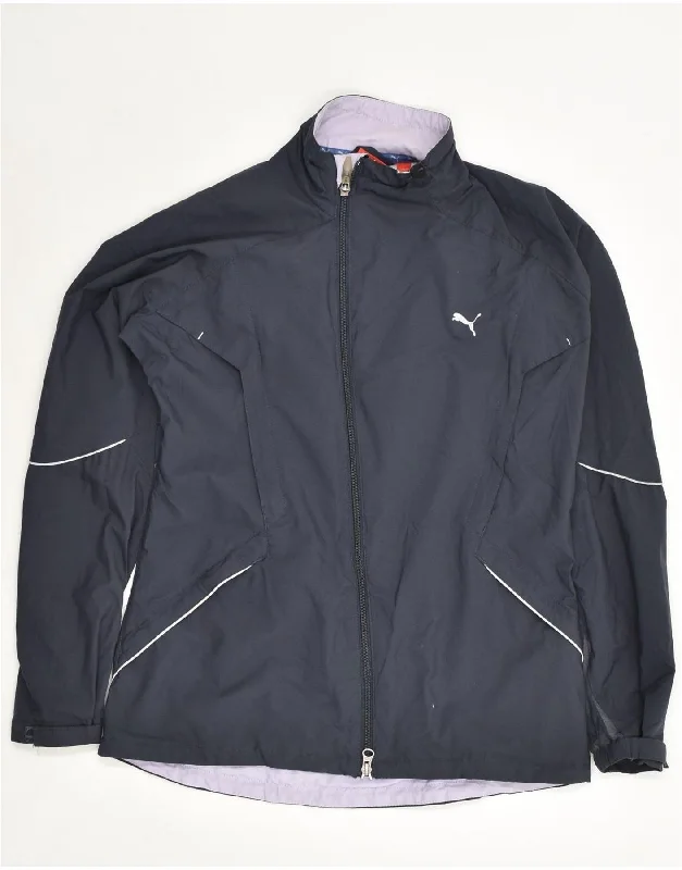 PUMA Womens Tracksuit Top Jacket UK 10 Small Navy Blue Polyester