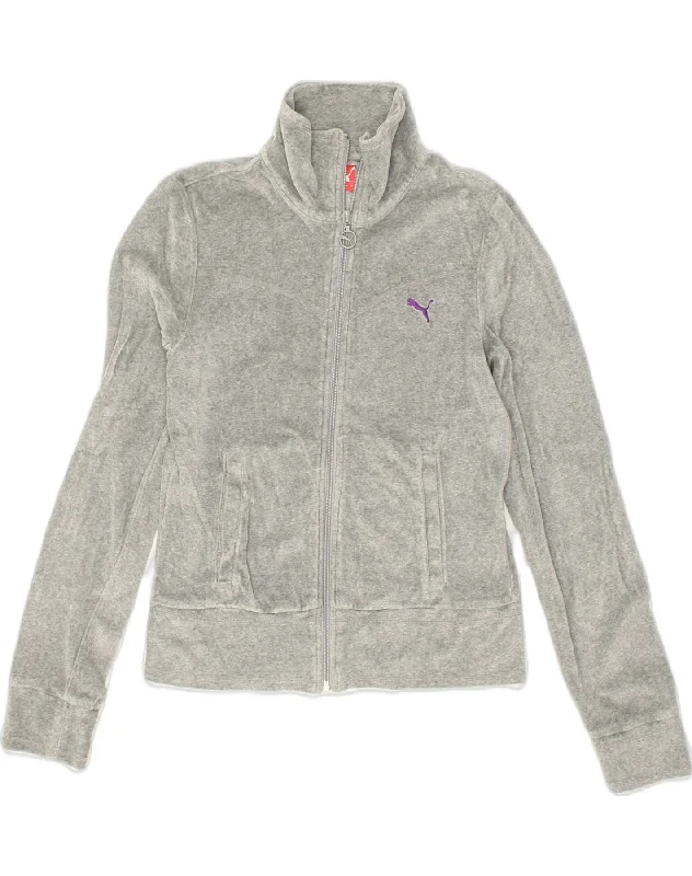 PUMA Womens Tracksuit Top Jacket UK 10 Small Grey Cotton