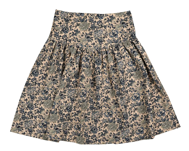 Belati Blue Floral Cord Skirt