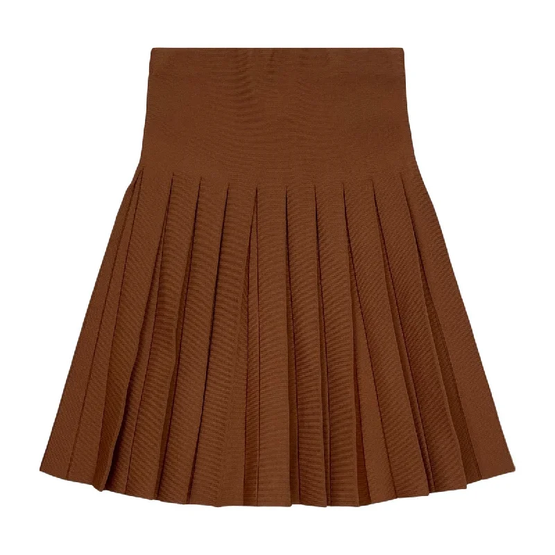 Teela Taupe Pleated Skirt