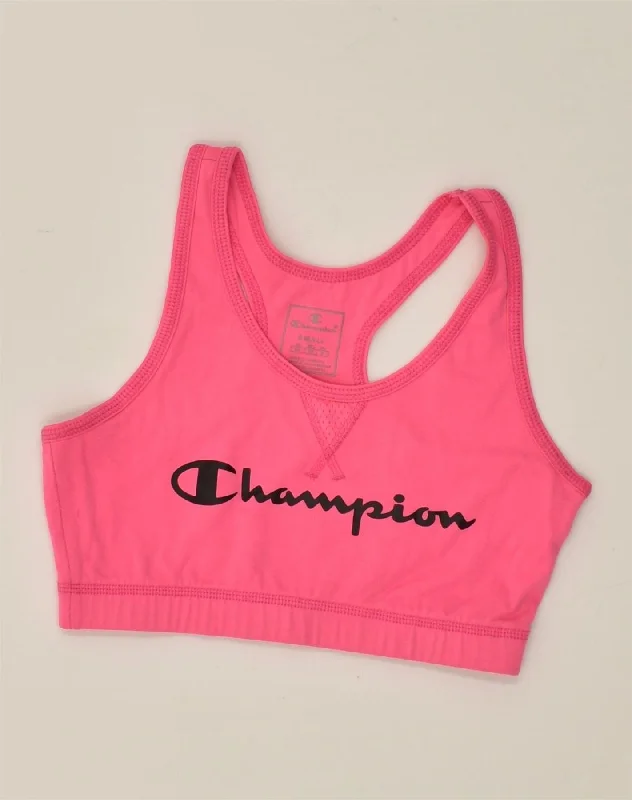 CHAMPION Womens Graphic Sport Bra Top UK 8 Small Pink