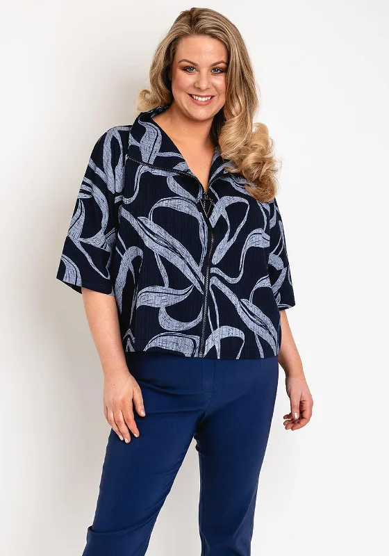 Natalia Collection One Size Short Print Jacket, Navy