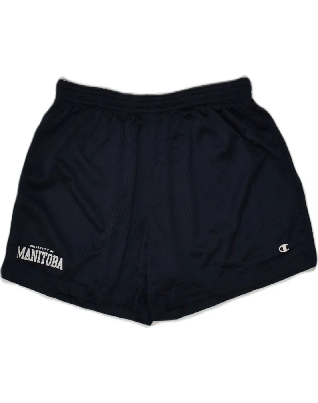 CHAMPION Womens Sport Shorts UK 14 Medium Navy Blue Polyester