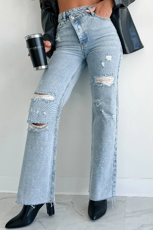 Elgin High Rise Cross-Waist Straight Leg Jeans (Light)