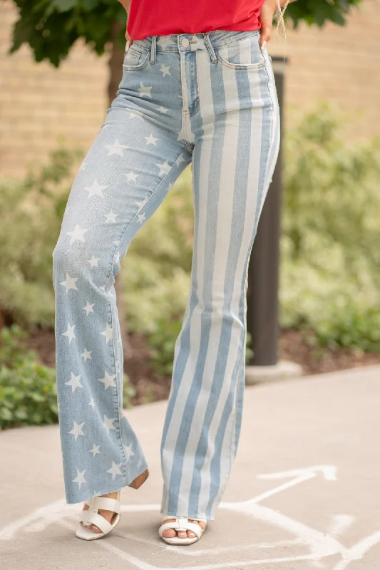 Miss America Flag High Rise Flag Print Flare Regular & Plus Sizes