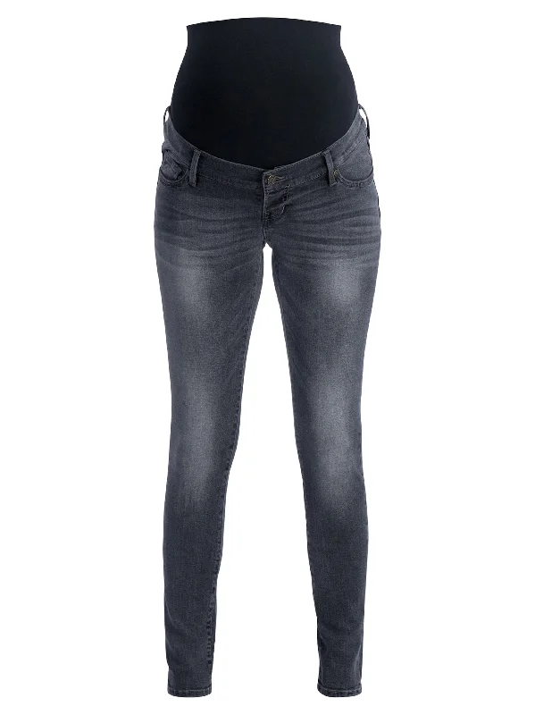 Women's Washed Maternity Jeans,Dark Grey