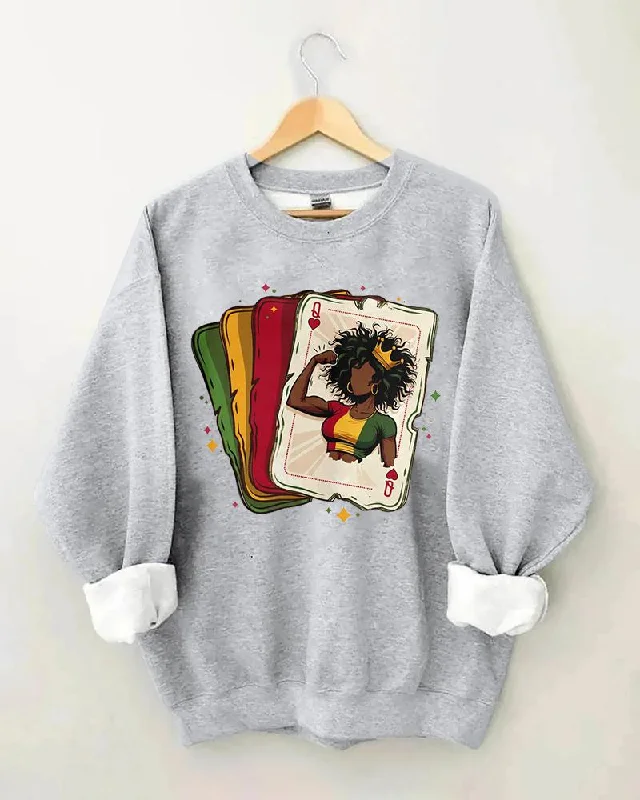 Women's Black Girl Print Crewneck Sweatshirt