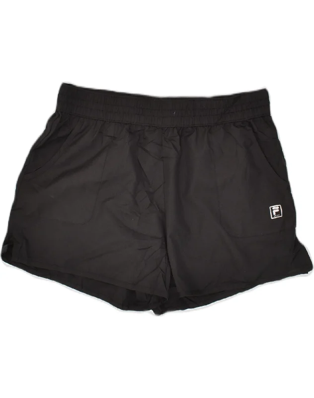 FILA Womens Sport Shorts UK 14 Large Black Polyester