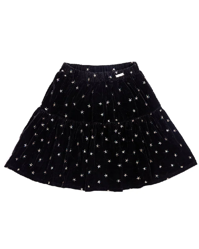 Nicole Miller Black Velvet Sequins Skirt