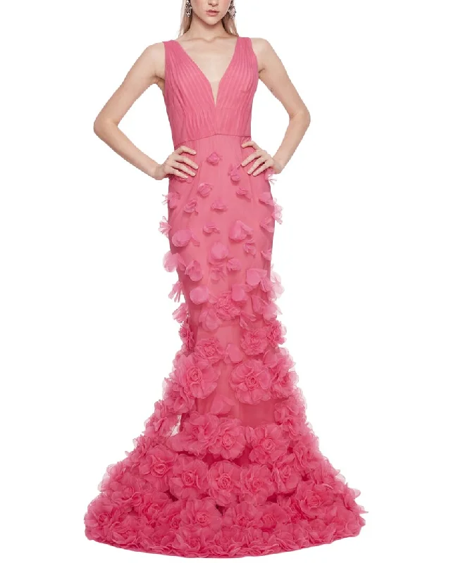 Marchesa Notte V-Neck Mermaid Gown