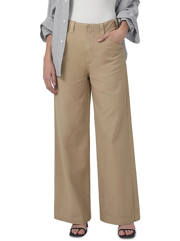 Paloma Womens High Rise Knit Wide Leg Pants