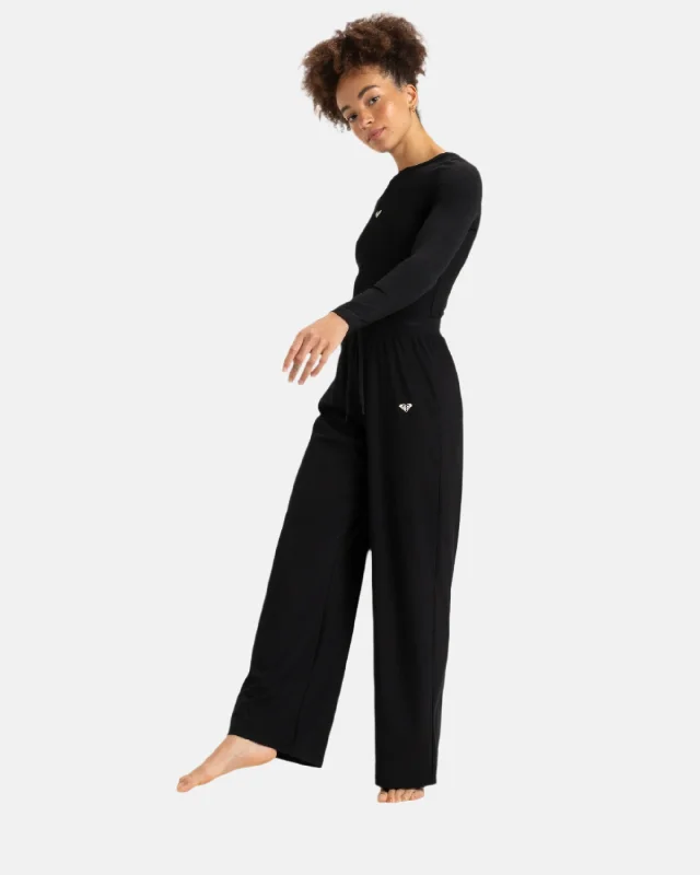 Rise & Vibe Rib Wide Leg Pants - Anthracite