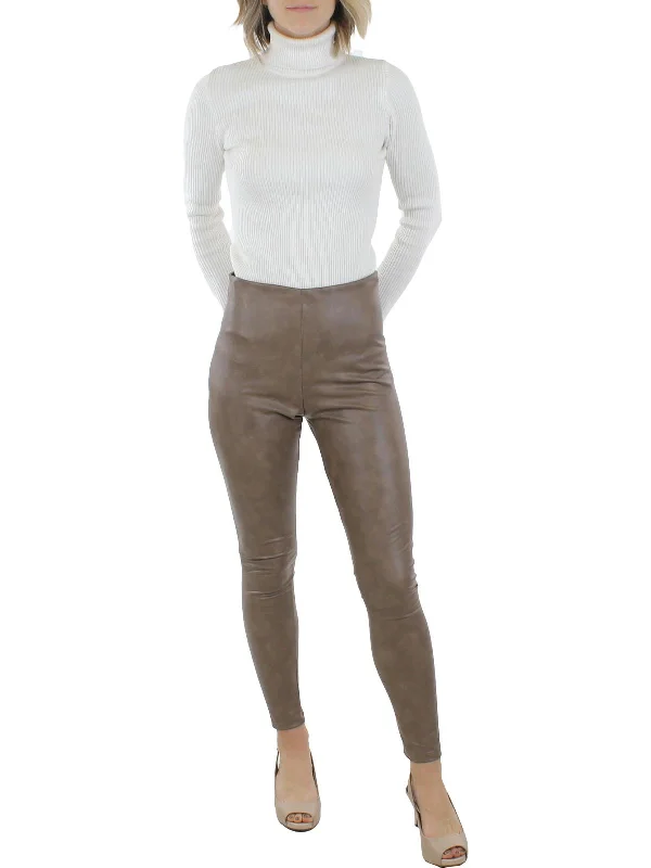 Womens Patent Leather High Waisted Leggings